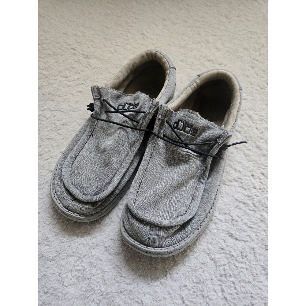 Hey Dude Wally Stretch Men's Gray Canvas Loafers Slip On Casual Shoes Size 10